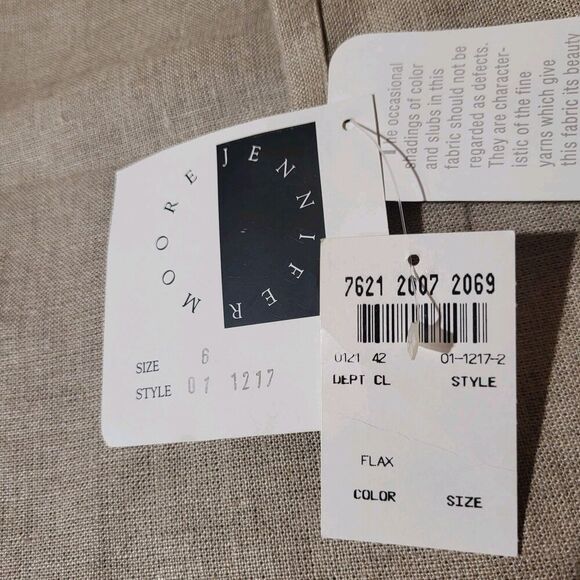 Jennifer Moore Flax Linen Classic Knee Length Skirt- Sz 6 New-Sand Beige Neutral - Picture 3 of 8